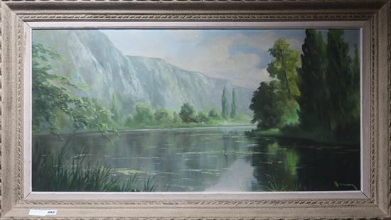 Continental School River landscape 49 x 99cm